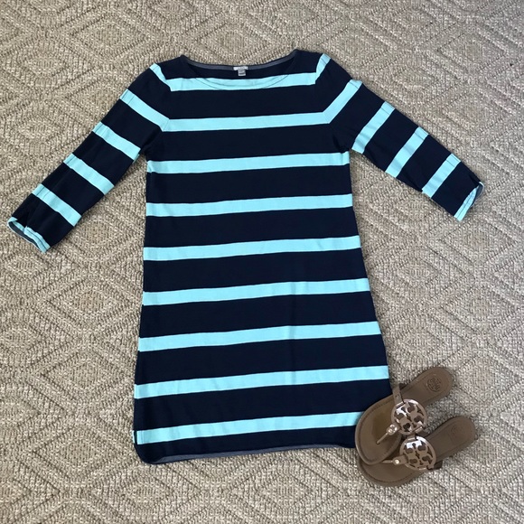 J crew mint green and navy Stripe Shirttale Dress! - Picture 2 of 5